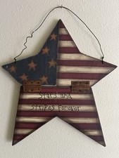 Rustic Wood American Star Patriotic Old Glory USA Flag 4th Of July Wall Decor