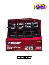 Husky 16 ft. 1.25 in. Ratchet Tie-Down Straps with S-Hook (4-Pack)