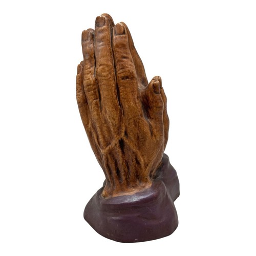 Vintage Chalkware Religious Praying Hands Figurine Hand Painted 6.5” Tall - Picture 6 of 11