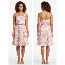 Maggy London Made in USA Pink Geometric Halter A-Line Dress Women Size 4