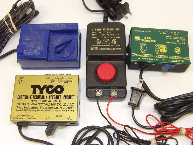 (4) Model Railroad transformers: Life-Like 583405; MTH Z-DCI; Tyco 899; Bachmann