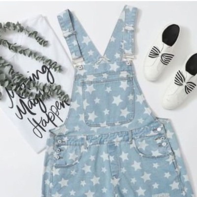 ARIZONA JEAN CO. OVERALL BLUE PRINT STARS SIZE XL