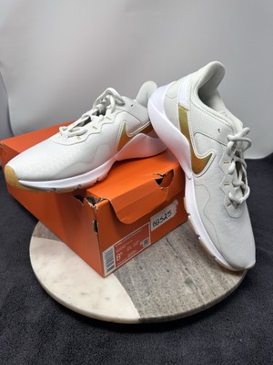Nike Legend Essential 2 White Gold Training Shoes CQ9545-010 Womens Sz 8.5 w/Box