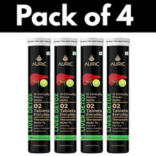 Auric Liver Detox Fizzy Water with 10 Ayurvedic Herbs Effervescent 80 Tablets