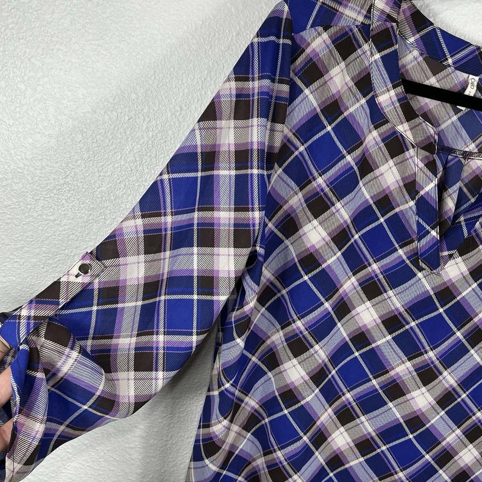 Blusa tipo túnica a cuadros Cato Est 1946 pulóver para mujer manga con lengüeta enrollable informal Foto 4 de 4