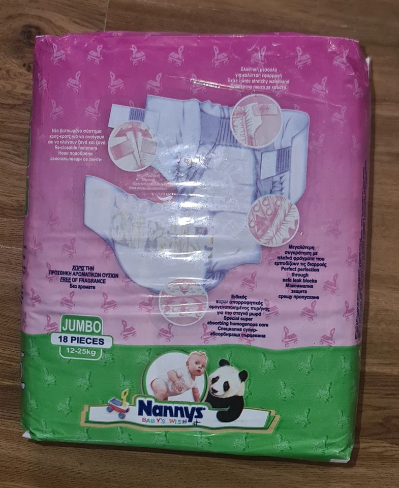 NANNYS baby wish GREECE pack of 18 diapers size no5 12-25kgs/27-55LBS - Image 2 of 4