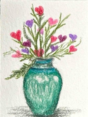 ACEO Set of 4 Original Vintage Style Valentines Art Cards Drawings Signed