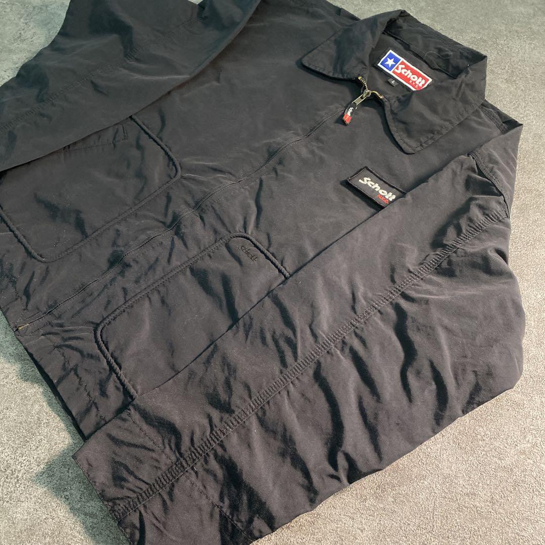 Schott】ジップアップジャケット赤タグ黒古着used 6TAS1