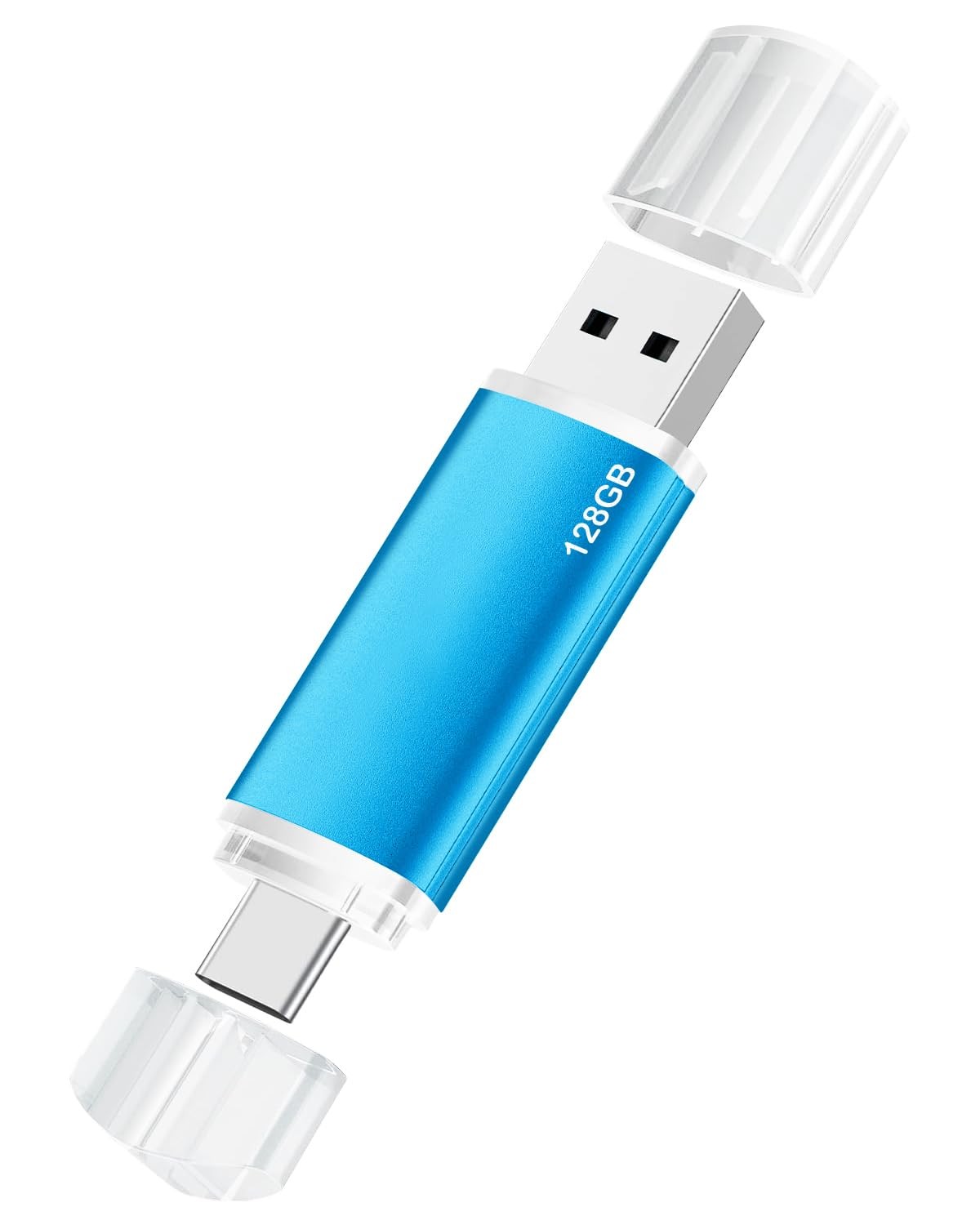 Clé USB C 128 Go 2.0 OTG en aluminium argent pour smartphone et tablette