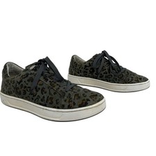 Align Harper Womens 8.5 Leopard Print Leather Lace Up Comfort Sneakers Casual