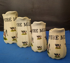 Set of 4 Staffordshire Pure Milk Ironstone Dairy Pitchers with Cows & Cattle