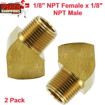 45 Degree Street Elbow 1/8'' NPT Male x 1/8'' NPT Female Brass Pipe Fitting 2 Pack