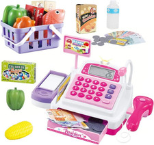 34PCS Kids Cash Register Pretend Play Set Scanner Calculator Grocery Toy Set
