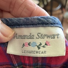 Amanda Stewart Women s L Red/Black Plaid Long Sleeve Nightgown Button Front