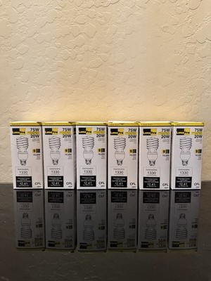 (6 Pack) LumaPro 20W CFL Spiral Bulbs 4100K Cool White 1330LM 75W Equiv NEW