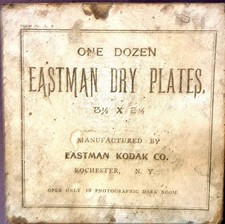 Antique Eastman Kodak Glass Dry Plates 3  5    5 Plates   Original Box   c.1900
