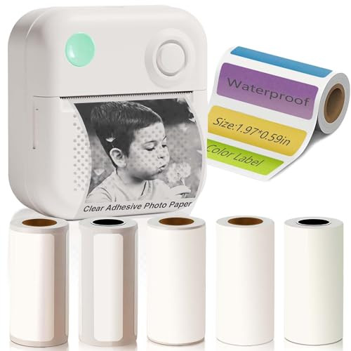 Portable Thermal Label Maker with 6 Waterproof Tapes for Home & Office