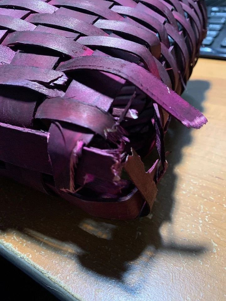 Scratch & Dent Dark Red Woven Wood Window Basket Set of 2 - Image 4 of 4