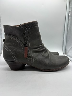 Cobb Hill Women's Ankle Boots Booties Gray Leather Zipper US 10 Medium CI1736