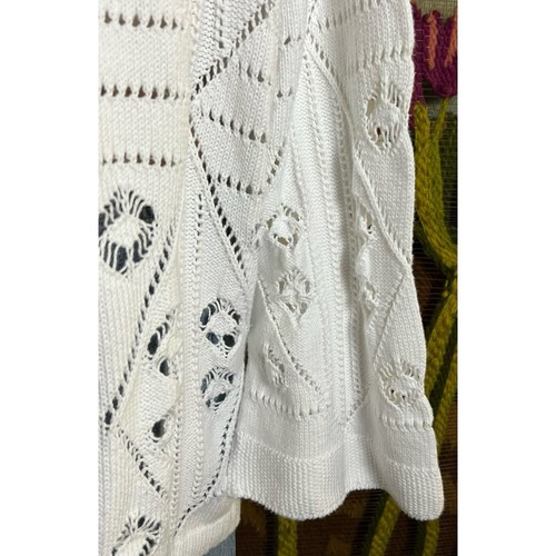 Johnny Was Baja Hoodie White Perforated Pullover Sweater XL - Picture 5 of 13