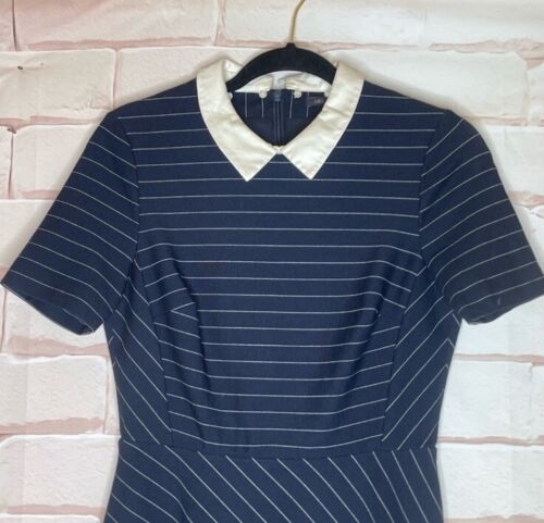 Mark and Spencer Sz 6 M & S Collection Detachable Collar Pinstriped Skater Dress - Picture 6 of 16