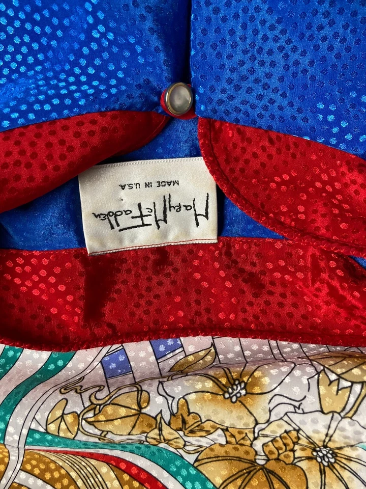 Vintage MARY McFADDEN 80s Asian novelty Art to Wear House Dress Kaftan OS - Image 4 of 4