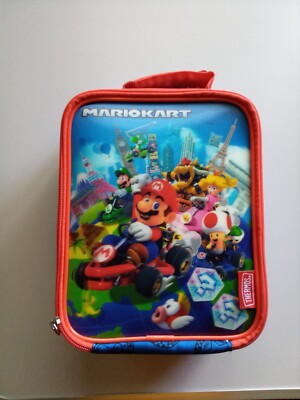 MARIOKART MARIO LUIGI 3D Thermos  Kids PVC-Free Insulated Lunch Box Tote Bag NWT