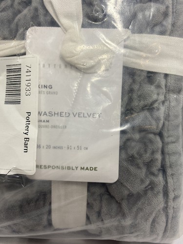 Pottery Barn Washed Velvet King Shams, 2er Set, Shadow Blue - Bild 4 von 5