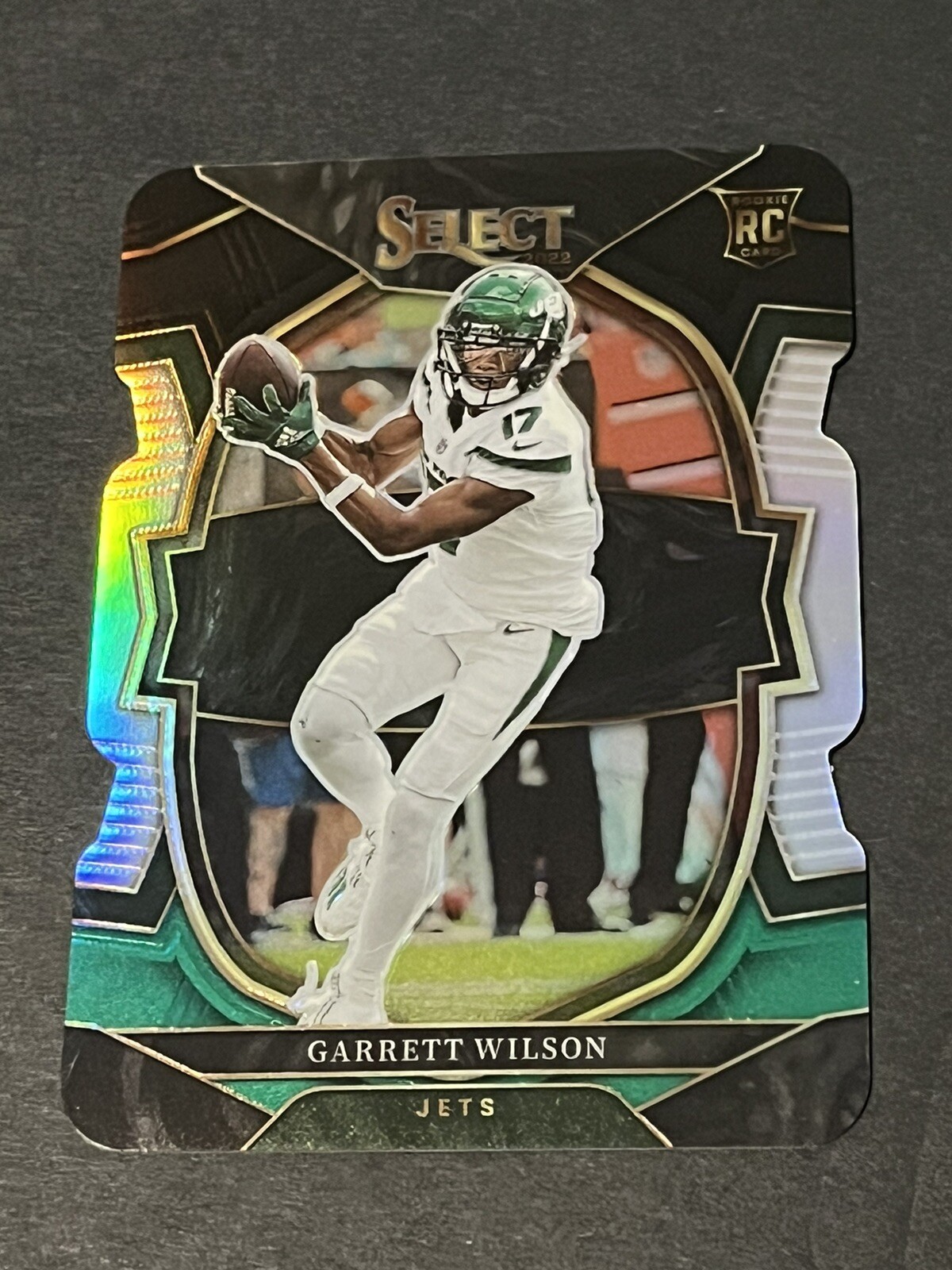 2022 (RC) Garrett Wilson Panini Select - Concourse Black and Green Die-Cut #88