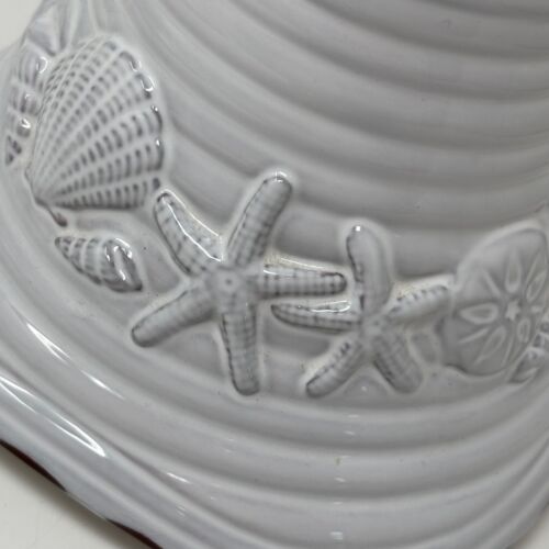 Yankee Candle großer Keramikschirm hellgrau Sea Life Seestern Muscheln Sand Dollar - Bild 5 von 9