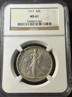 1917 Walking Liberty Half  Dollar, NGC MS 61, Nice Golden Toning