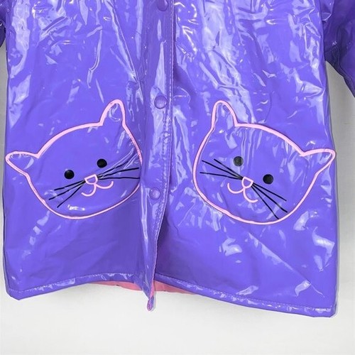 Clockwise Girls Purple Two Kitty Kitties Cat Rain Jacket Coat 4 - Picture 3 of 5