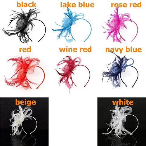 Clip mariage plumes bandeau fascinant femmes jour courses Royal Ascot Aliceband - Photo 2/19