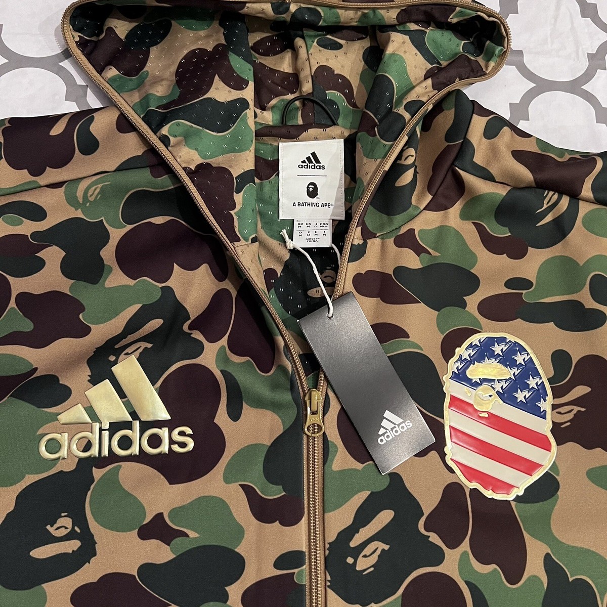 A Bathing Ape x Adidas SB Shark Hoodie Full Zip Camo Men's Size