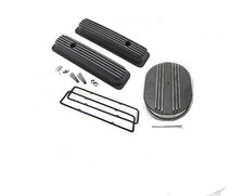 Blk Short Alum Valve Covers 12 Air Cleaner Set For Chevy 350 383 Vortec Tbi