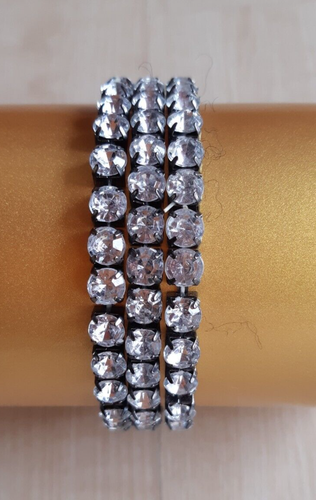 NEU ! 3er Set elastische Strass - Armbänder anthrazitfarben Ø innen 55 mm