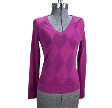 Peak Performance Argyle Sweater Womens Size XS Magenta Pink