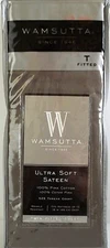 WAMSUTTA 525 Thread PIMA Cotton Sateen GREY Fitted Sheet, TWIN, Solid, NEW