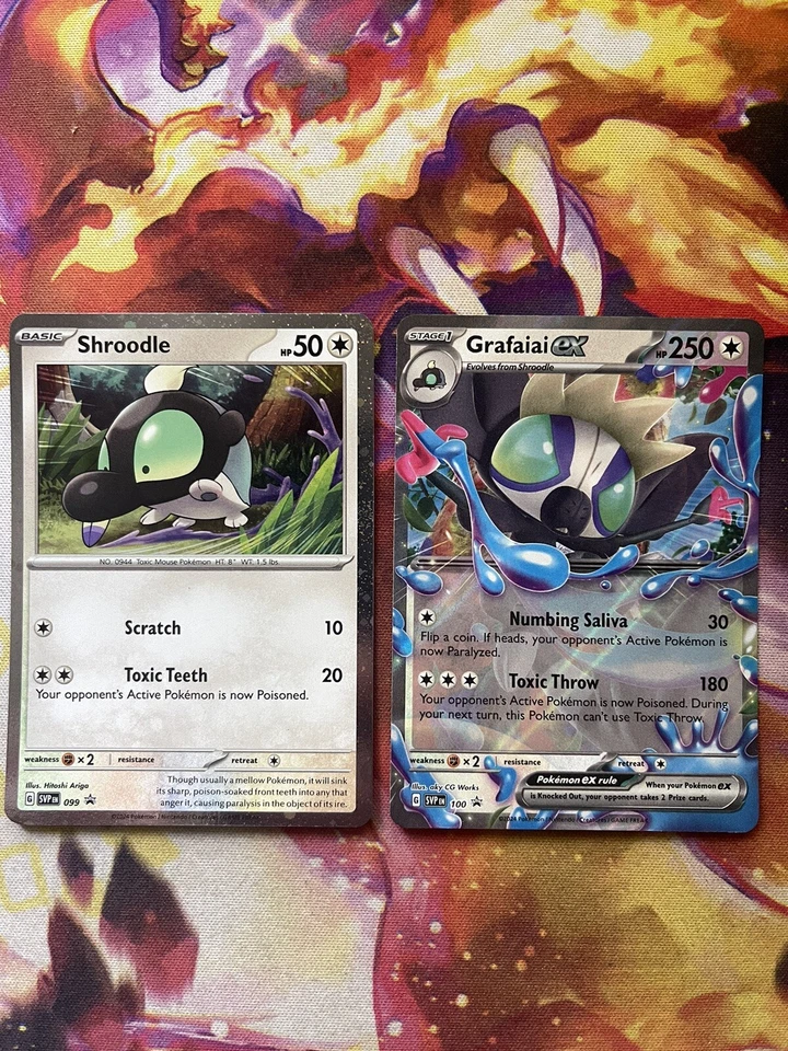 Shroodle 099 & Grafaiai ex SVP 100 Holo Ultra Rare Black Star Promo Pokemon Card