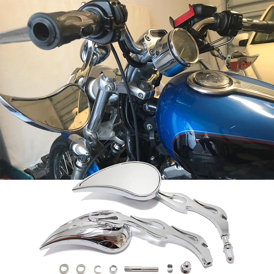 Espejos retrovisores cromados lágrima para motocicleta Harley 883 Ironhorse Slammer EE. UU. Foto 2 de 4