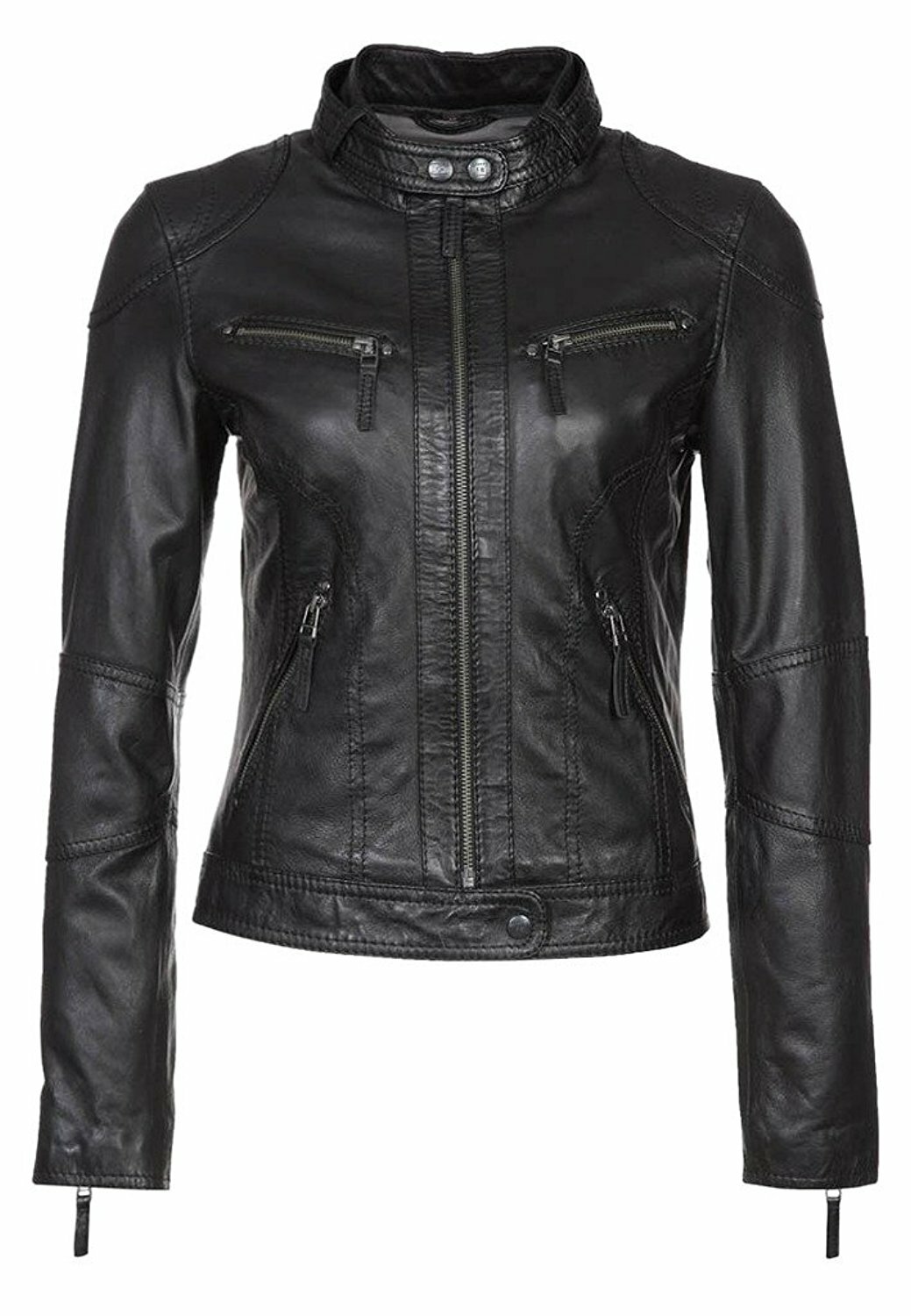 Jacket Leather Womens Biker Women's Coat Motorcycle Casual Zipper Size Black 144-image