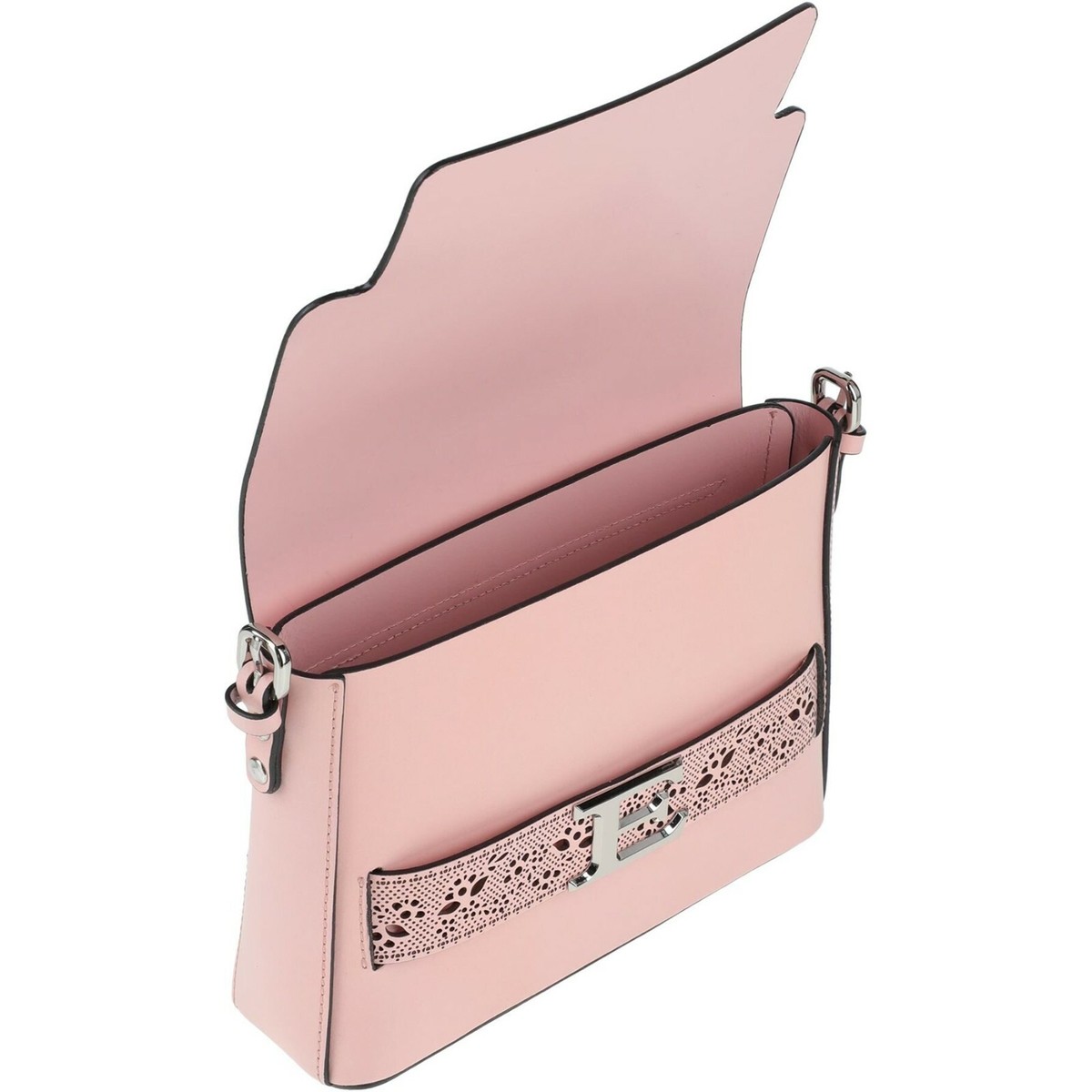 Ermanno Scervino Italian Made Genuine Pink Leather Flap Crossbody