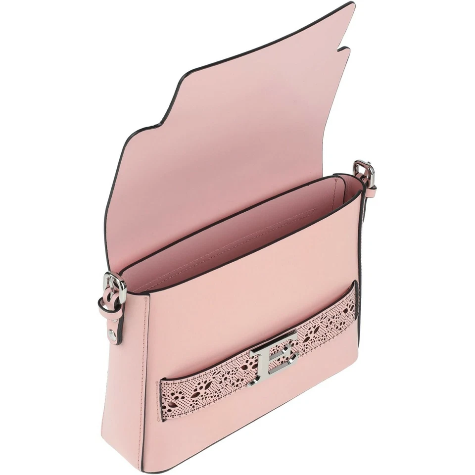 Bolso Bandolera Ermanno Scervino Hecho en Italia Cuero Rosa Genuino Solapa Foto 2 de 3