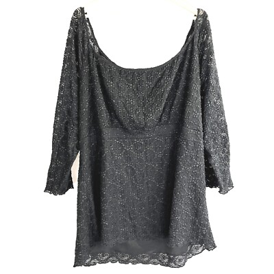 Avenue Stretch Lace Top Sz 26/28 Off Shoulder Babydoll Witchy Emo Vamp  Goth