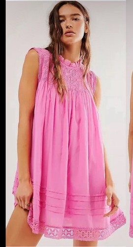 New $168 Free People Shea Solid Mini Dress in Sugar Magnolia XS NWT