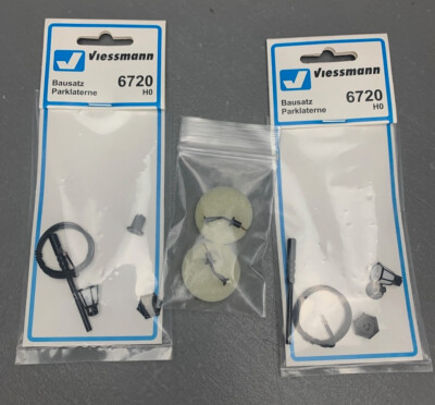 HO Viessmann 2X 6720 Park Lamps w/LED & 2X Wall Mounted Lamps HO2458 LZ