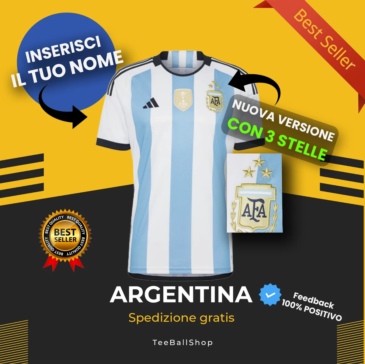 maglia argentina 3 stelle