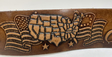 1987 Leather Belt USA Constitution Bicentennial Size 34 - 38 Country Farmhouse