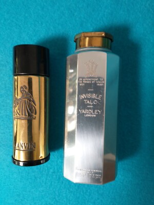 Vintage Yardley Talc, Lanvin Arpege Silver & Gold Display Bottles 