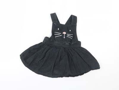 F&F Mädchen schwarz Tiermotiv 100 % Baumwolle Fit & Flare Größe 6-9 Monate Rundhalsausschnitt